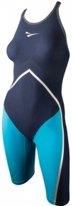 Damskie stroje wyścigowe Finis Rival Open Back Kneeskin Navy/Aqua