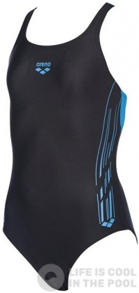 Stroje kąpielowe dla dziewczynek Arena Stamp Swim Pro Back One Piece Junior Black/Turquoise