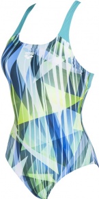 Damski strój kąpielowy Arena Shading Prism Swim Pro Back One Piece LB Mint/Multi