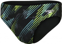 Męskie stroje kąpielowe Speedo Allover 7cm Brief Black/Light Adriatic/Acid/USA Charcoal