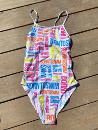 Damski strój kąpielowy BornToSwim Logo Swimsuit Rainbow