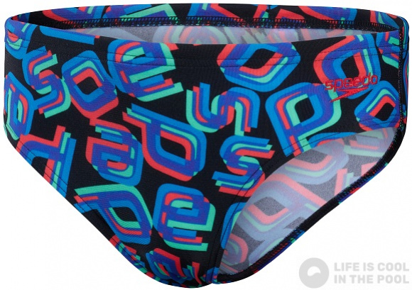 Stroje kąpielowe dla chłopców Speedo Digi Allover 6.5cm Brief Boy Black/Lava Red/Neon Absinthe/Blue