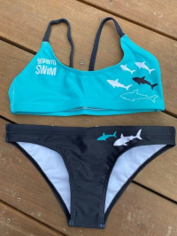 Damski strój kąpielowy BornToSwim Sharks Bikini Black/Turquoise