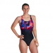 Damski strój kąpielowy Speedo Placement Digital Powerback Black/Phoenix Red/Blue Flame/Ultraviolet