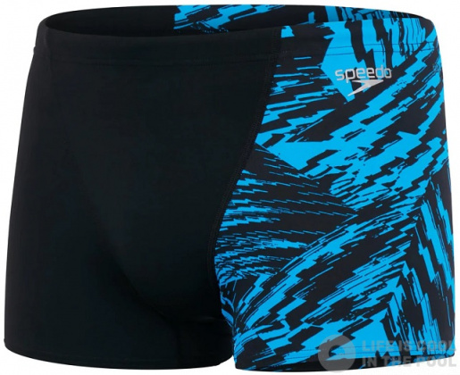 Męskie stroje kąpielowe Speedo Allover V-Cut Aquashort Black/Pool