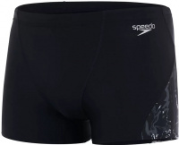 Męskie stroje kąpielowe Speedo Allover V-Cut Aquashort Black/White/USA Charcoal