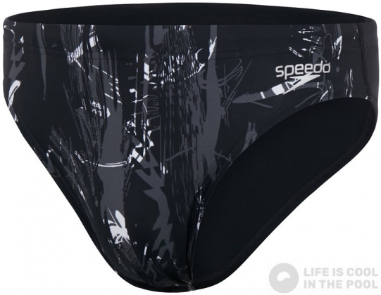 Męskie stroje kąpielowe Speedo Allover 7cm Brief Black/White/USA Charcoal