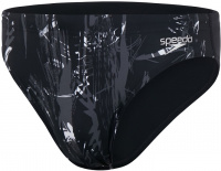 Męskie stroje kąpielowe Speedo Allover 7cm Brief Black/White/USA Charcoal