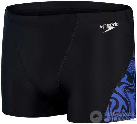 Męskie stroje kąpielowe Speedo Allover V-Cut Aquashort Black/Chroma Blue