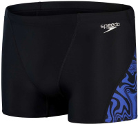 Męskie stroje kąpielowe Speedo Allover V-Cut Aquashort Black/Chroma Blue