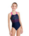 Stroje kąpielowe dla dziewczynek Arena Girls Swimsuit V Back Graphic Navy/Freak Rose