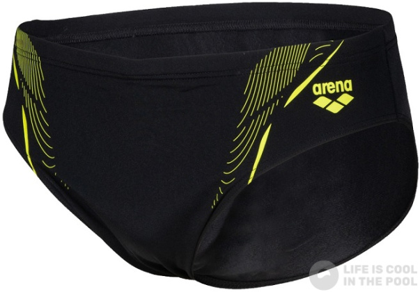 Męskie stroje kąpielowe Arena Swim Briefs Graphic Black/Soft Green