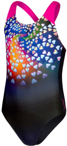 Stroje kąpielowe dla dziewczynek Speedo Digital Placement Splashback Girl Black/Punchy Pink/Blue Flame/Yellow