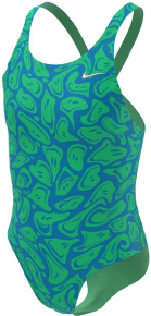 Stroje kąpielowe dla dziewczynek Nike Hydrastrong Multi Print Girls Electric Algae