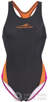 Damski strój kąpielowy Aquafeel Racerback Dark Grey/Orange/Pink