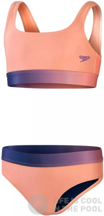 Stroje kąpielowe dla dziewczynek Speedo Contrast Band 2 Piece Girl Soft Coral/Miami Lilac