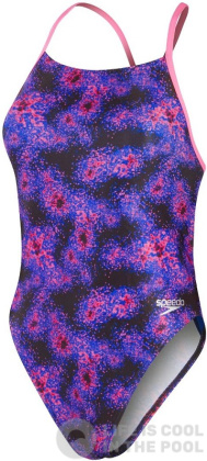 Damski strój kąpielowy Speedo Allover Digital Lattice Back Hyper Lights Black/Cobalt/Indigo Glow/Orchid