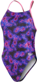 Damski strój kąpielowy Speedo Allover Digital Lattice Back Hyper Lights Black/Cobalt/Indigo Glow/Orchid