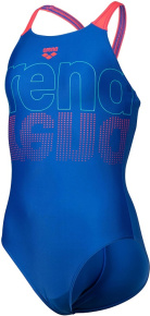 Stroje kąpielowe dla dziewczynek Arena Girls Swimsuit V Back Graphic Royal/Fluo Red