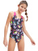 Damski strój kąpielowy Speedo Allover Splashback Girl Black/Pink/Indigo Glow/Blue/Lumo Green