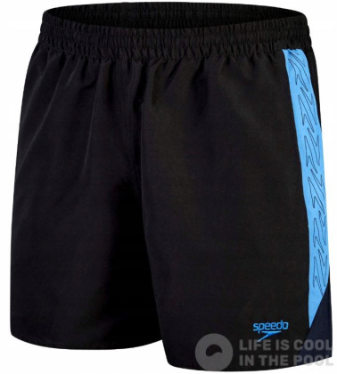 Męskie szorty kąpielowe Speedo Hyper Boom Splice 16 Watershort Black/Beach Blue/True Navy