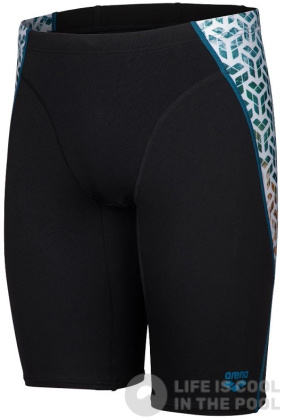 Męskie stroje kąpielowe Arena Planet Water Swim Jammer Black/White Multi