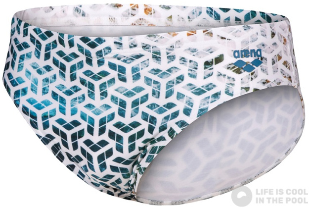 Męskie stroje kąpielowe Arena Planet Water Swim Briefs White Multi