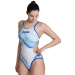 Damski strój kąpielowy Arena One Dreams Double Cross One Piece Neon Blue/Silver/White