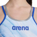 Damski strój kąpielowy Arena One Dreams Double Cross One Piece Neon Blue/Silver/White