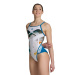 Damski strój kąpielowy Arena Planet Swimsuit Super Fly Back White/Blue Cosmo