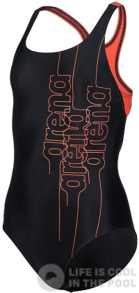 Stroje kąpielowe dla dziewczynek Arena Girls Swimsuit Swim Pro Back Graphic Black/Floreale