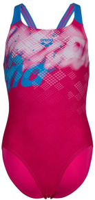 Stroje kąpielowe dla dziewczynek Arena Splash Point Swimsuit V Back Girls Fuschia