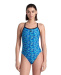 Damski strój kąpielowy Arena Pooltiles Swimsuit Challenge Back Black/Blue Multi