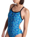 Damski strój kąpielowy Arena Pooltiles Swimsuit Challenge Back Black/Blue Multi